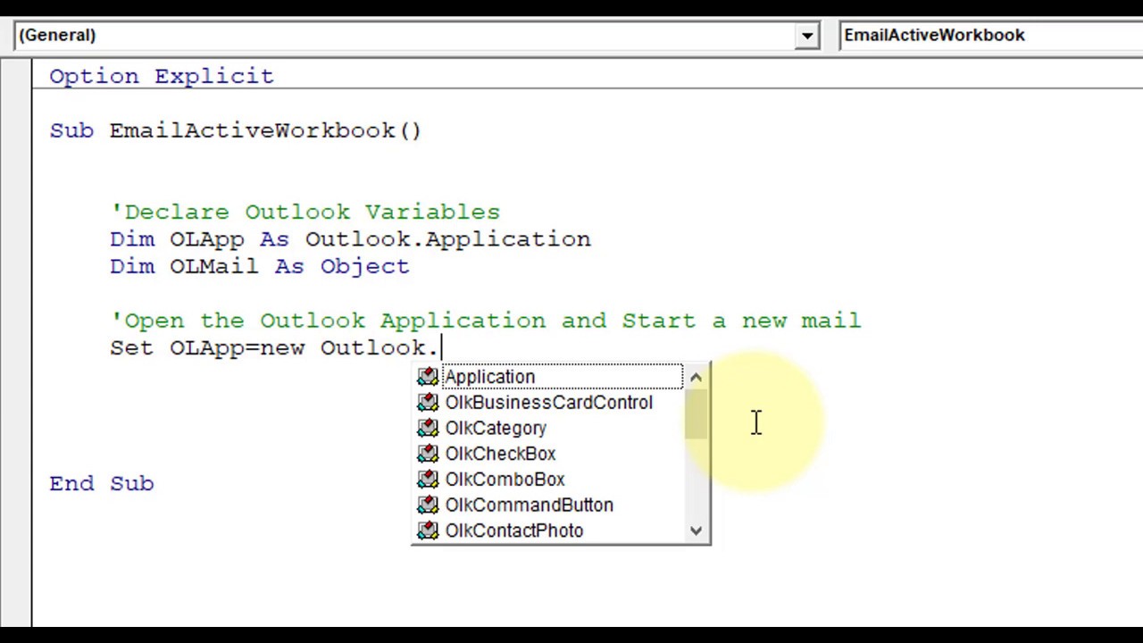 VBA Tips #6 - Outlook Automation-Mailing the Active Workbook as an Attachment