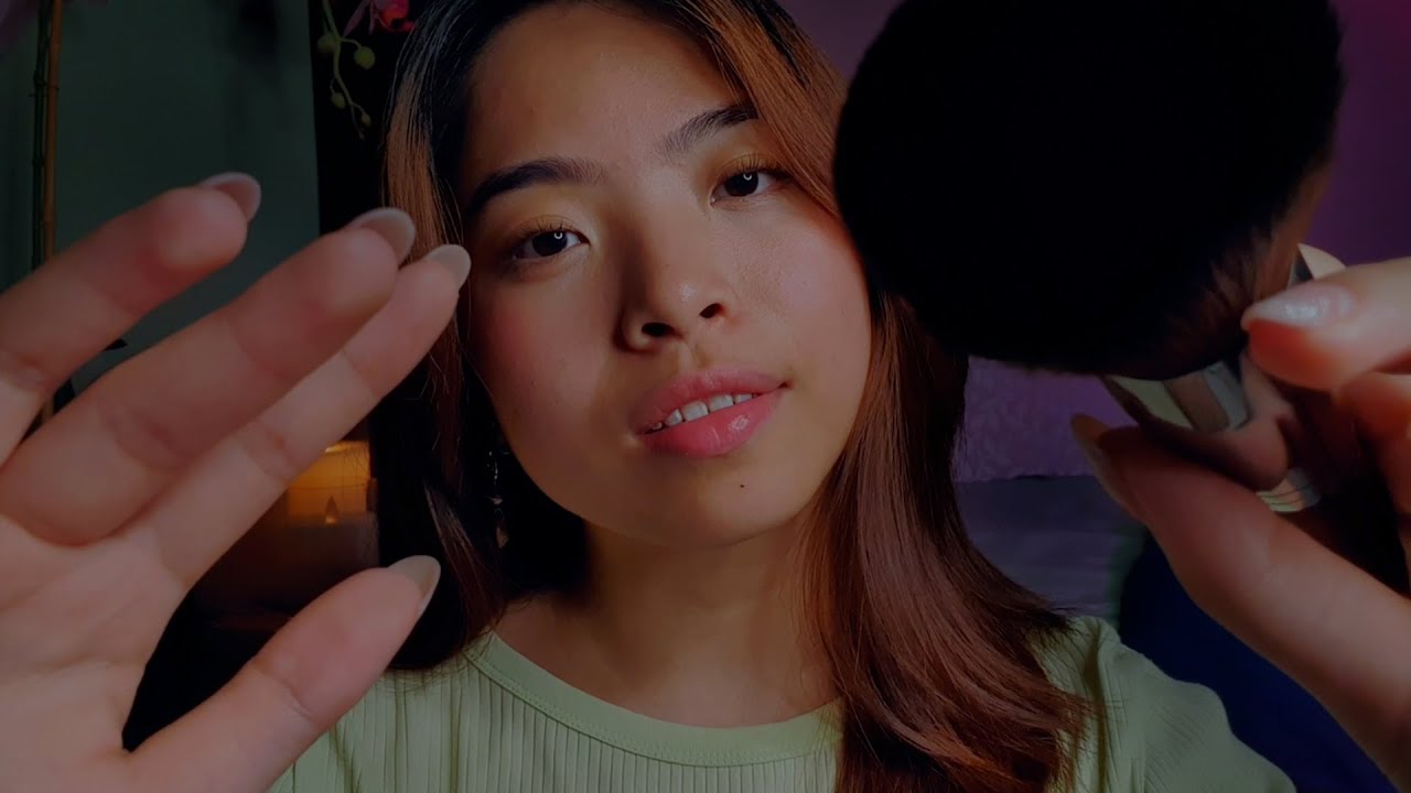 ASMR Brushing You To Make You Sleepy 💭 Slow Face Brushing 💤 Fluffy Brush & Hands (Layered Sounds)