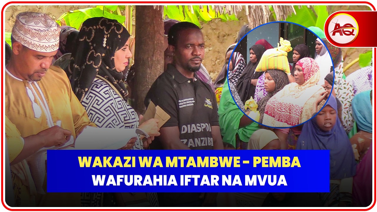WAKAZI WA KELE, MTAMBWE, PEMBA WAFURAHIA UGAWAJI WA IFTAR SWAIM HUKU MVUA IKIENDELEA KUWANYESHEA