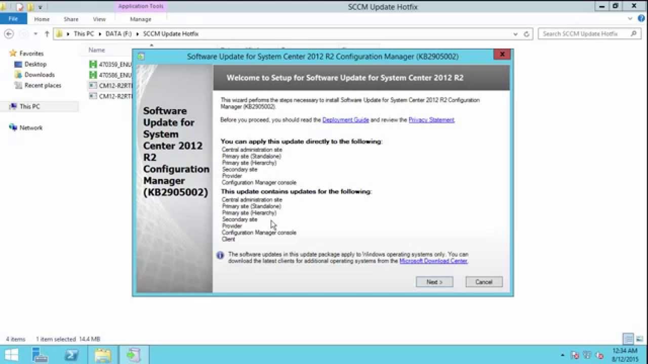 SCCM 2012 R2 Part 2:  Update Hotfix for SCCM 2012 R2