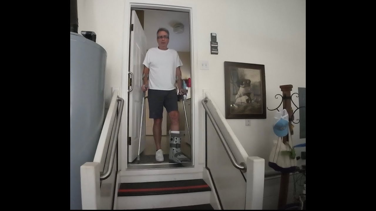 Transition from non weight bearing cast to walking boot after ankle surgery.