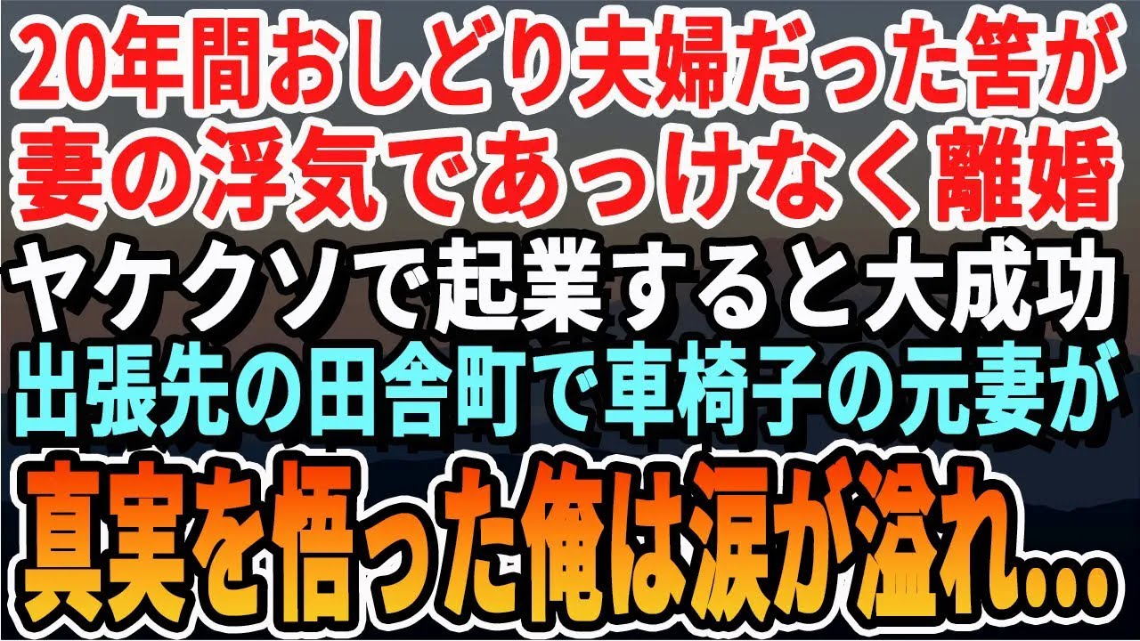 【感動する話】結婚20年目、突然妻から離婚届を渡された俺。忘れようと必死に働き起業した。会社が軌道に乗り始めたある日、海辺の田舎道で車椅子姿の元妻が…真実を知った俺は涙が止まらず