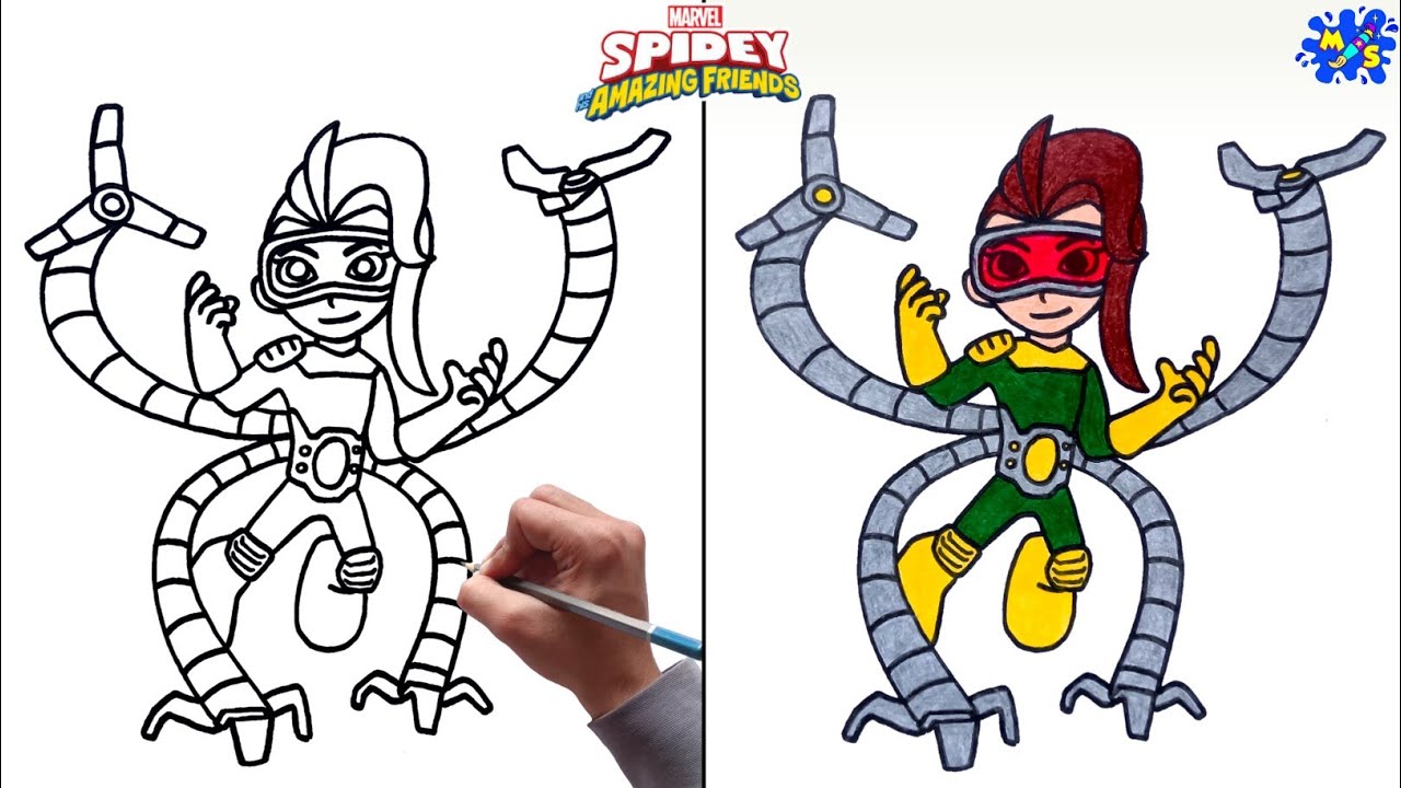 How to draw Doctor Octopus from Spidey and his amazing friends