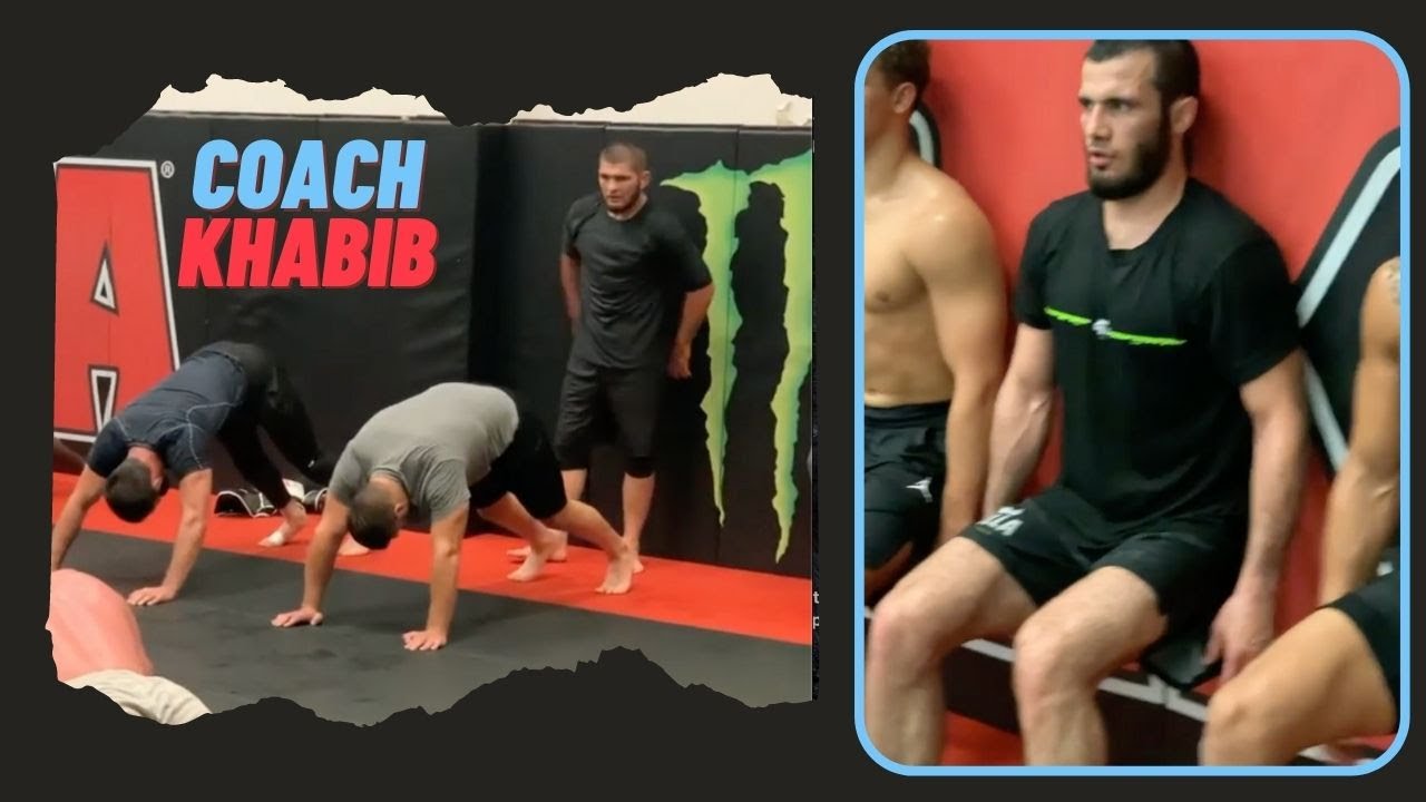 Хабиб толкает команду AKA Hard Тренер Хавьер Мендес проверяет прогресс
