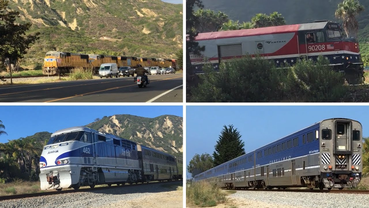 Surfliner Trains in Ventura, CA (Part 1) ~ Feat. NPCU 90208, Ocean View Dome Car, & UP