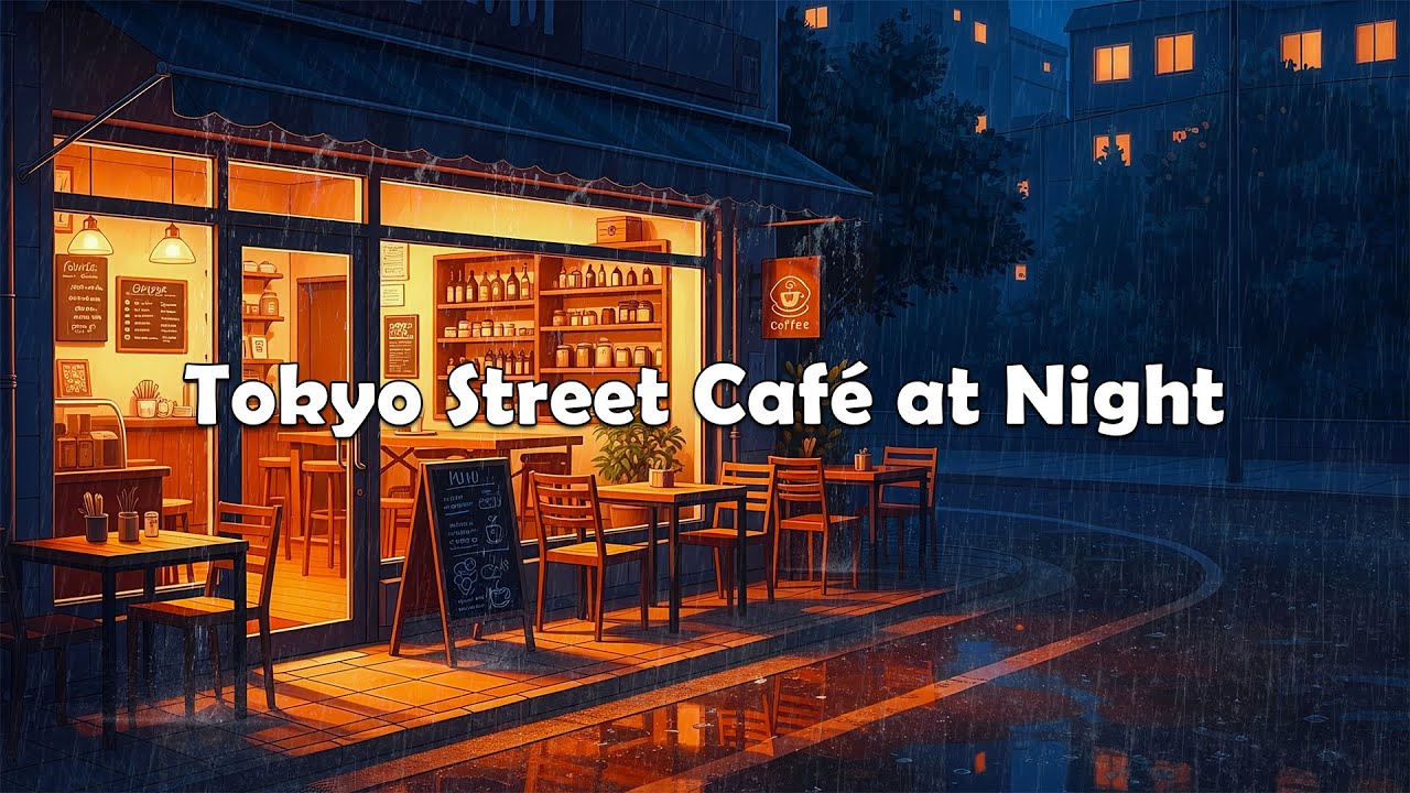 Tokyo Street Café at Night 🌧️ Lofi Rain Mix for Peaceful Focus
