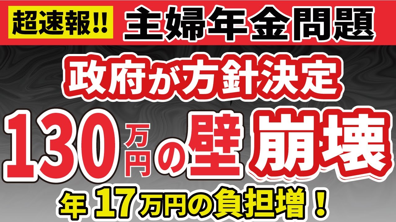 【緊急解説】政府が方針決定！パート主婦130万円の壁崩壊！年金は何年で元がとれる？企業規模の要件撤廃【社会保険の適用拡大/106万円の壁/第3号被保険者の歴史】