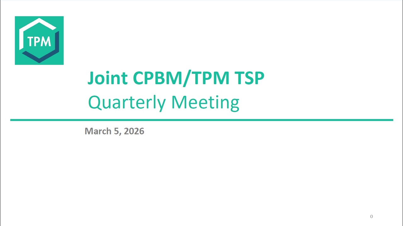 AASHTO Joint CPBM/TPM TSP Quarterly Meeting