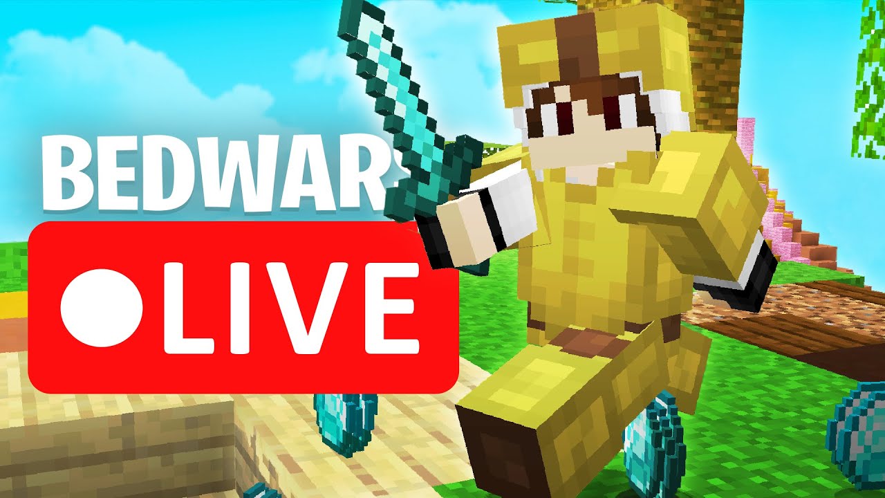 Minecraft Bedwars Live! Bedwars TNT JUMP, Fireball JUMP, Ladder Clutch Live!