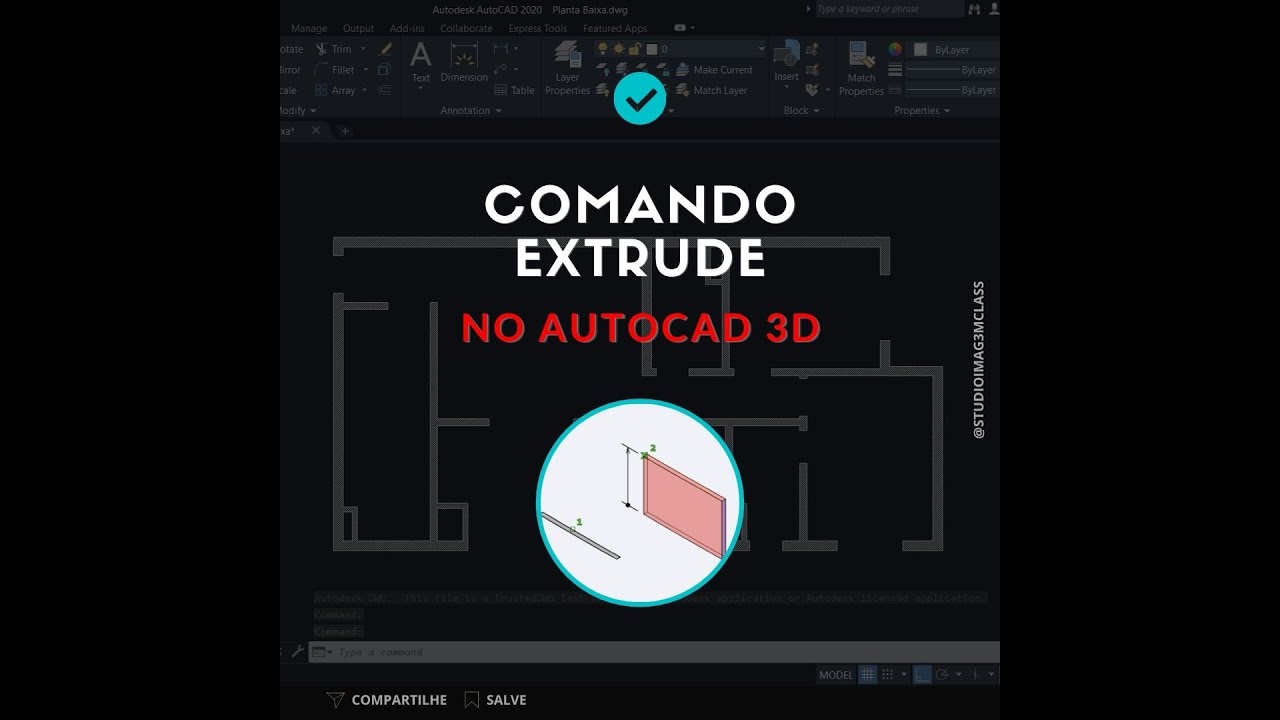 COMANDO EXTRUDE NO AUTOCAD 2020