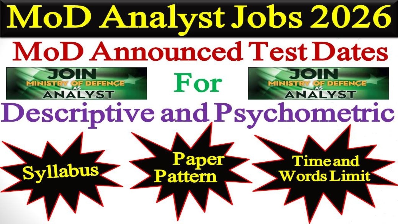 MOD Analyst Descriptive and Psychometric Tests | MOD announced Test Dates | Syllabus | Past Papers