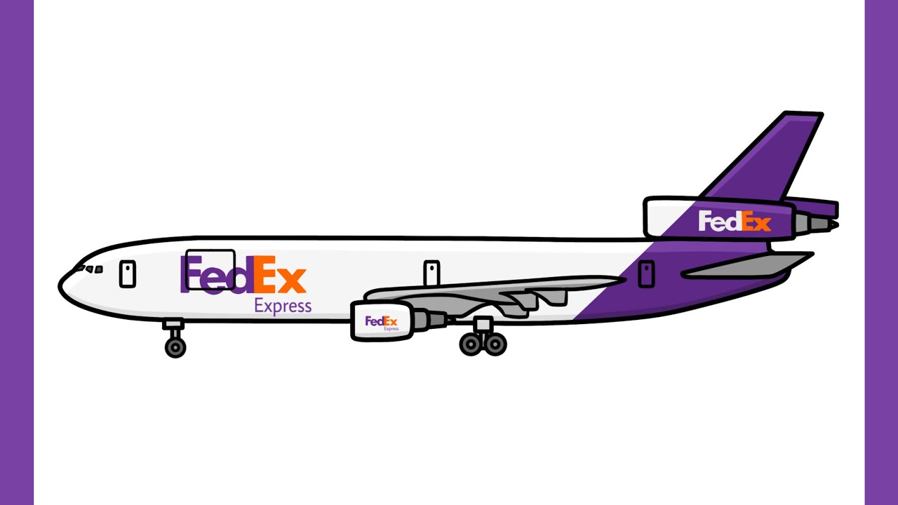 How to draw a McDonnell Douglas MD-11 FedEx Express | Drawing cargo airplane md 11