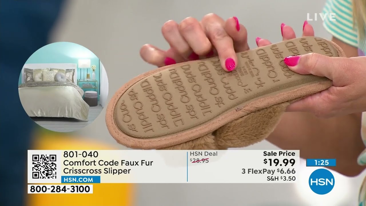 Comfort Code Faux Fur Crisscross Slipper
