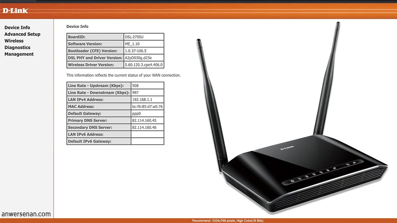 ضبط إعدادات راوتر D-Link DSL-2750U (إخفاء الشبكة + تغيير الباسورد)