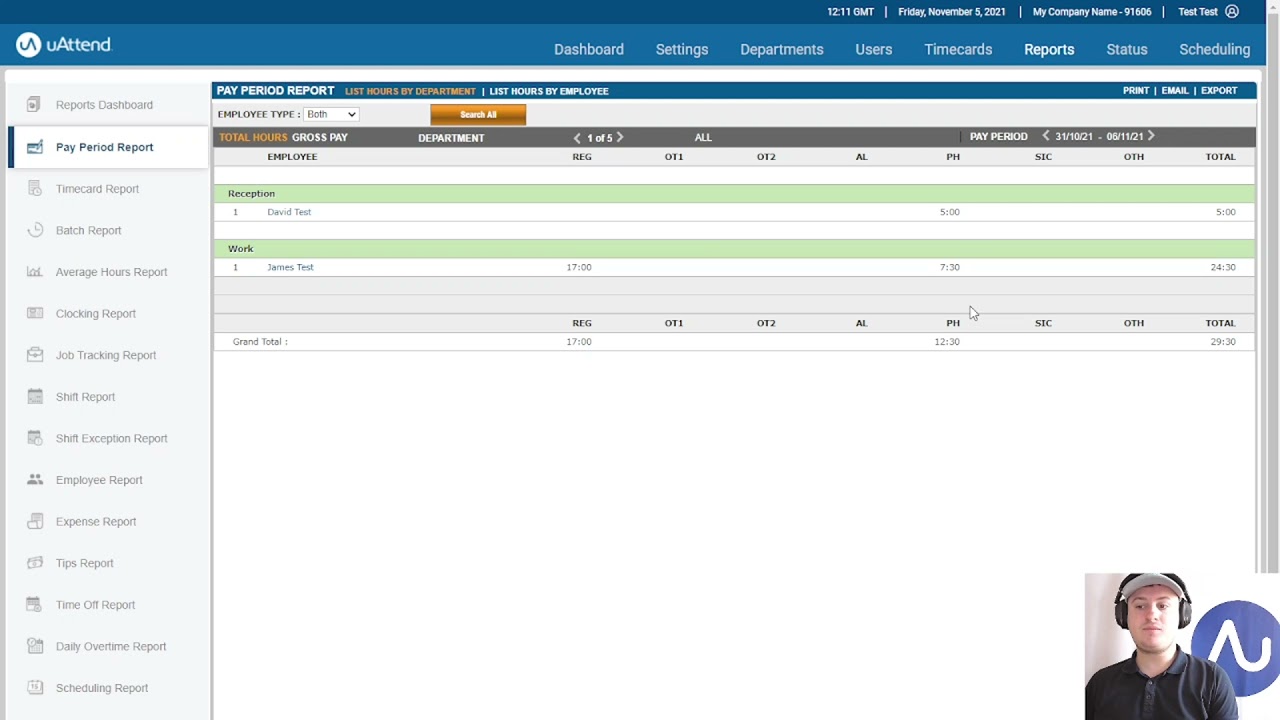 Pay Period Report | Employee Reporting | uAttend by Chronologic
