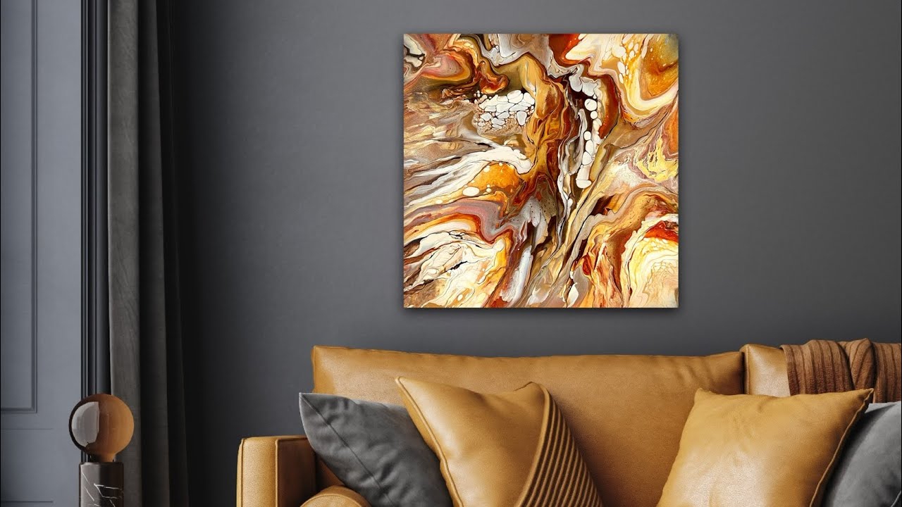 #149 - Stunning Earth Tones & Metallics in this Fluid Acrylic Cloud Pour & Swipe!