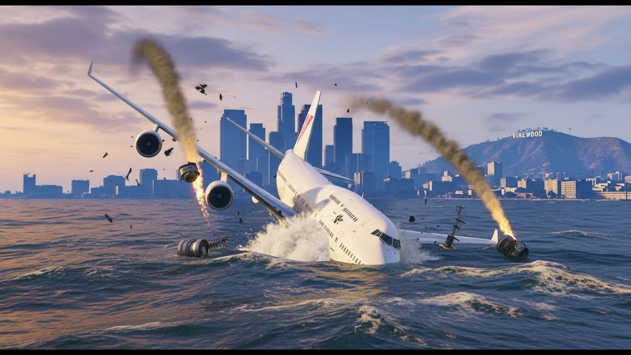 Boeing 747 Crash Into Water After Engine Failures GTA 5
