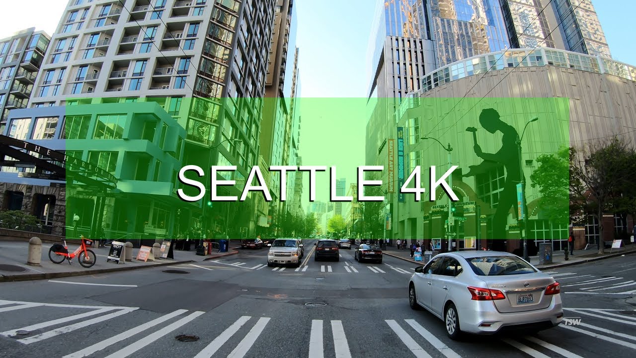 Seattle 4K Drive [Downtown Streets] Pike Place Market | Sakura Con 2019 | Washington | USA