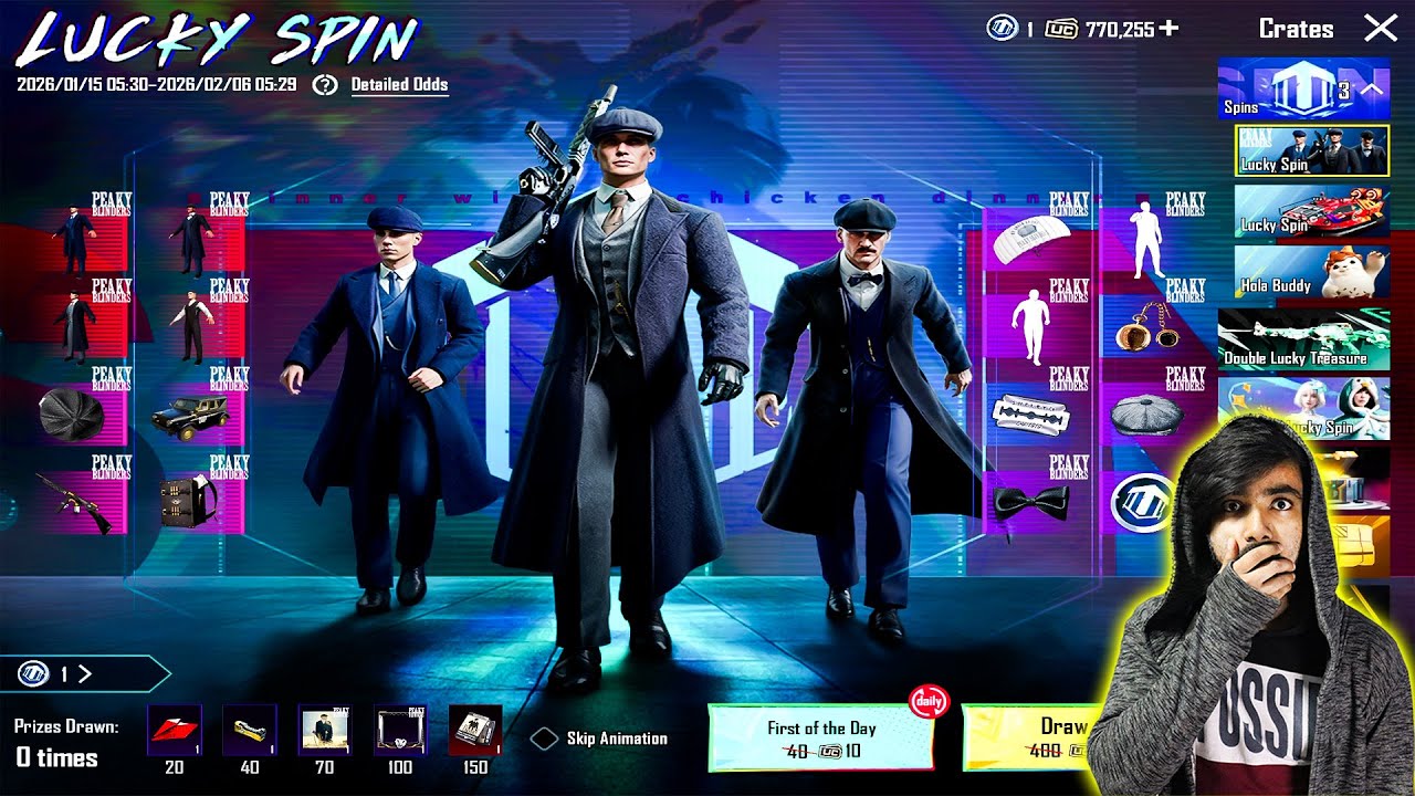 😱 OMG !!  PEAKY BLINDERS LUCKY SPIN CRATE OPENING IN BGMI & 7,69,000 UC - GET DAILY 5 RP