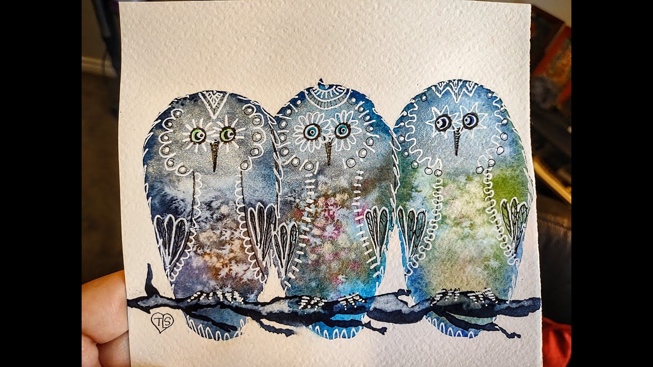 Art Time, Whimsy Watercolor Owls, Easy Watercolor Owls, Doodling with Watercolor
