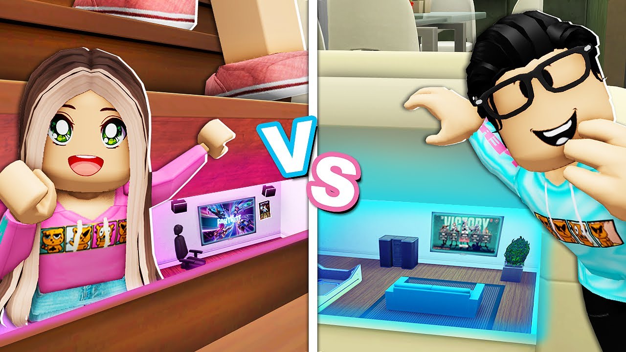 GIRLFRIEND Vs BOYFRIEND Secret GAMING Room Build Off! (Roblox)