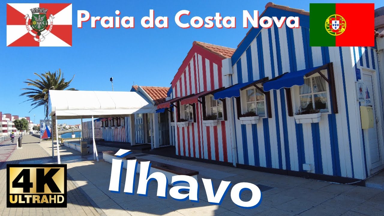 Caminhando em Praia da Costa Nova (do Prado), Ílhavo, Portugal 🇵🇹 4K virtual walking tour.