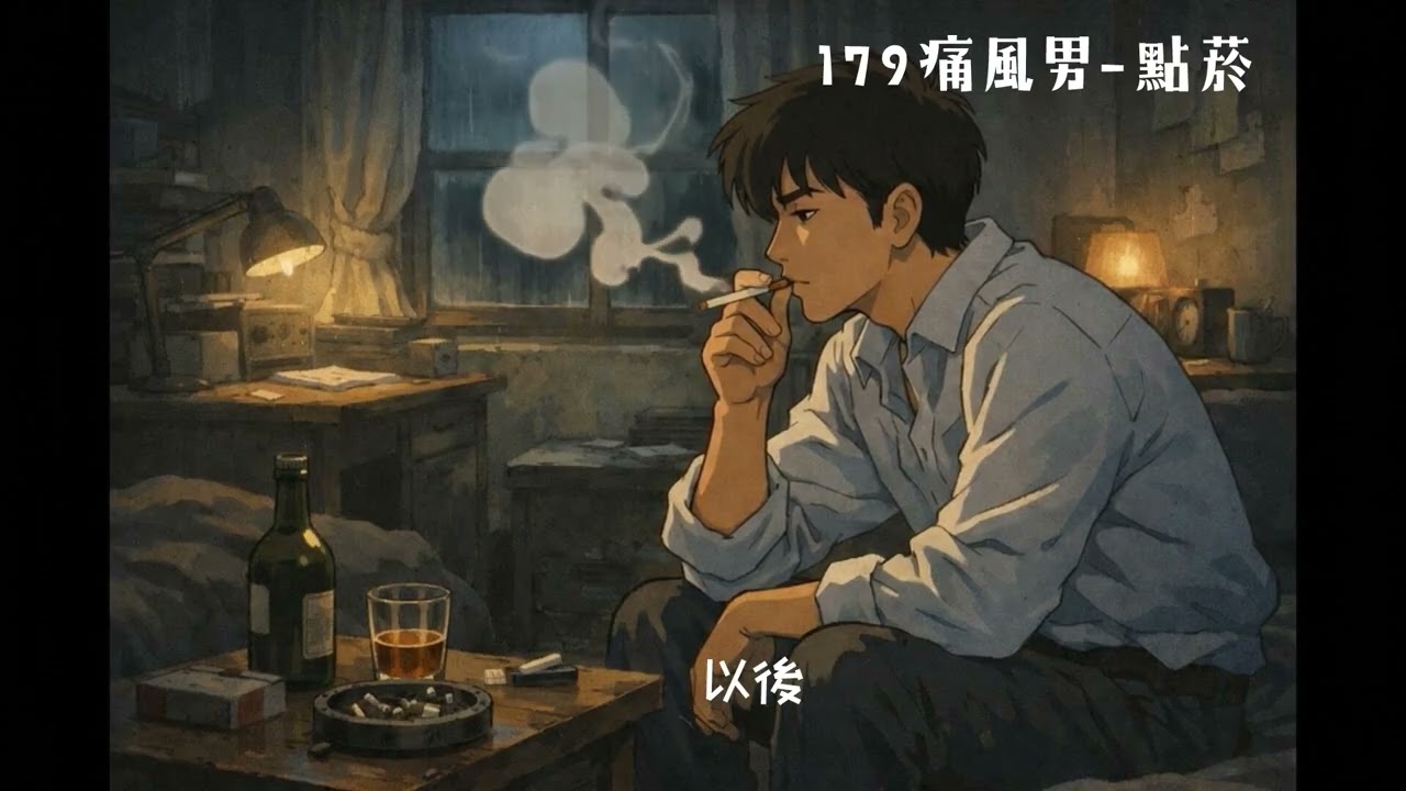 179痛風男-點菸『回憶一張張 ，像菸圈纏在胸口，越想忘記越是往裡面墜落，心碎被我一口一口往下吞，燒完還是痛到睡不著的夜深』 （動態歌詞）