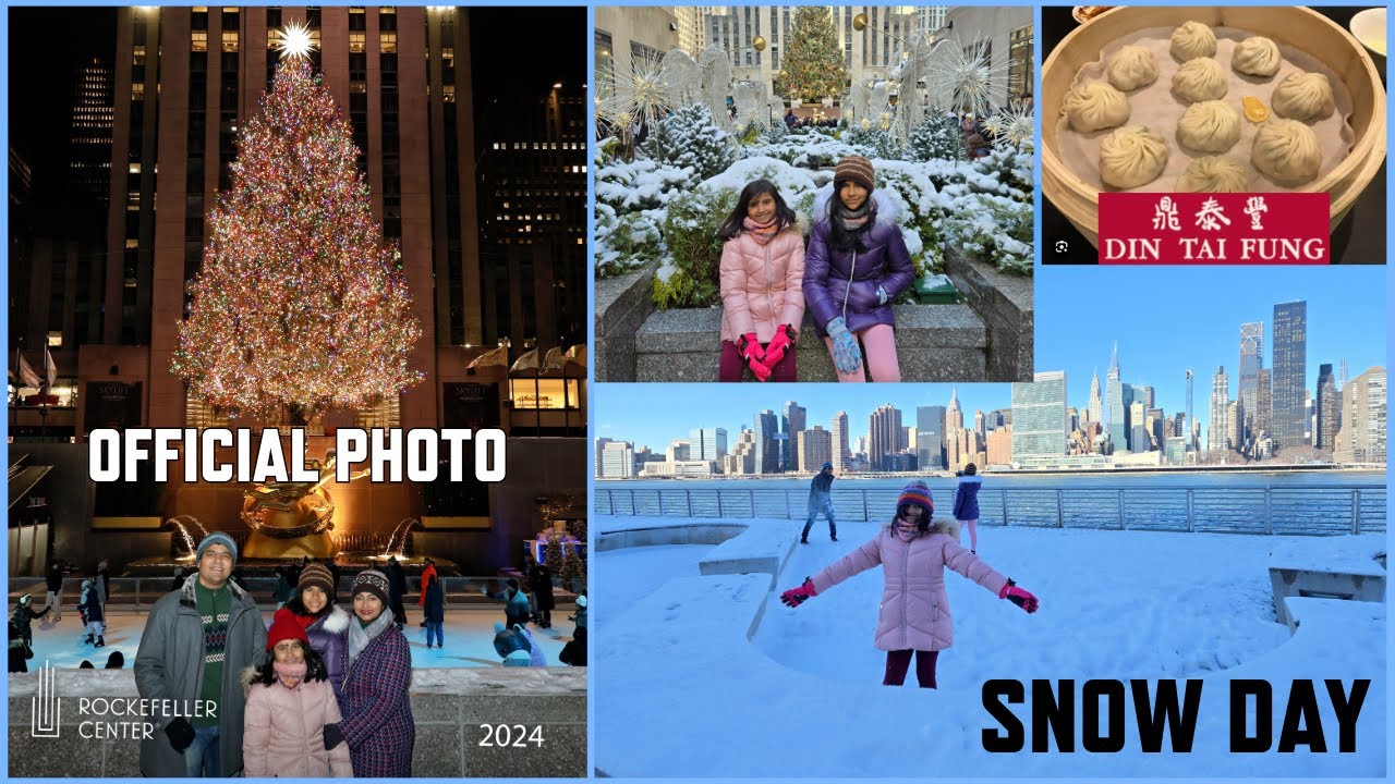 White Christmas In NYC Vlog | Official Rockefeller Tree Photo | Lunch AT Din Tai Fung NYC