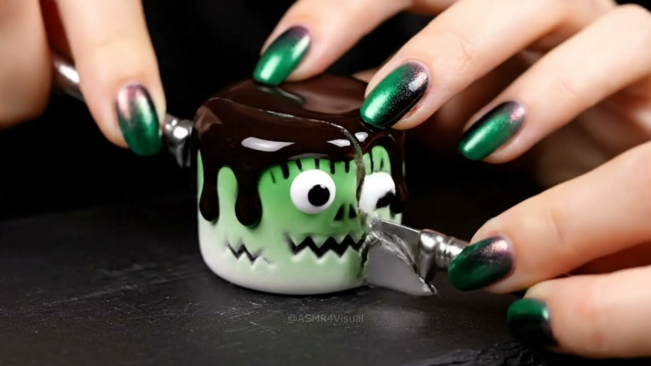 Halloween Glass Snacks Cutting Sounds | Relaxing ASMR #asmr #halloween #satisfying #relaxing #fyp