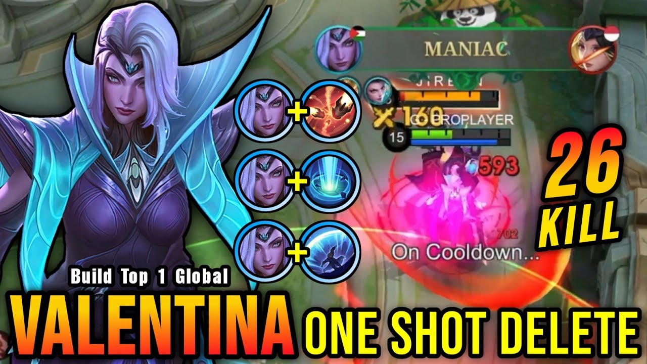 26 Kills + MANIAC! Midlane Valentina is Deadly, One Hit Delete - Build Top 1 Global Valentina ~ MLBB