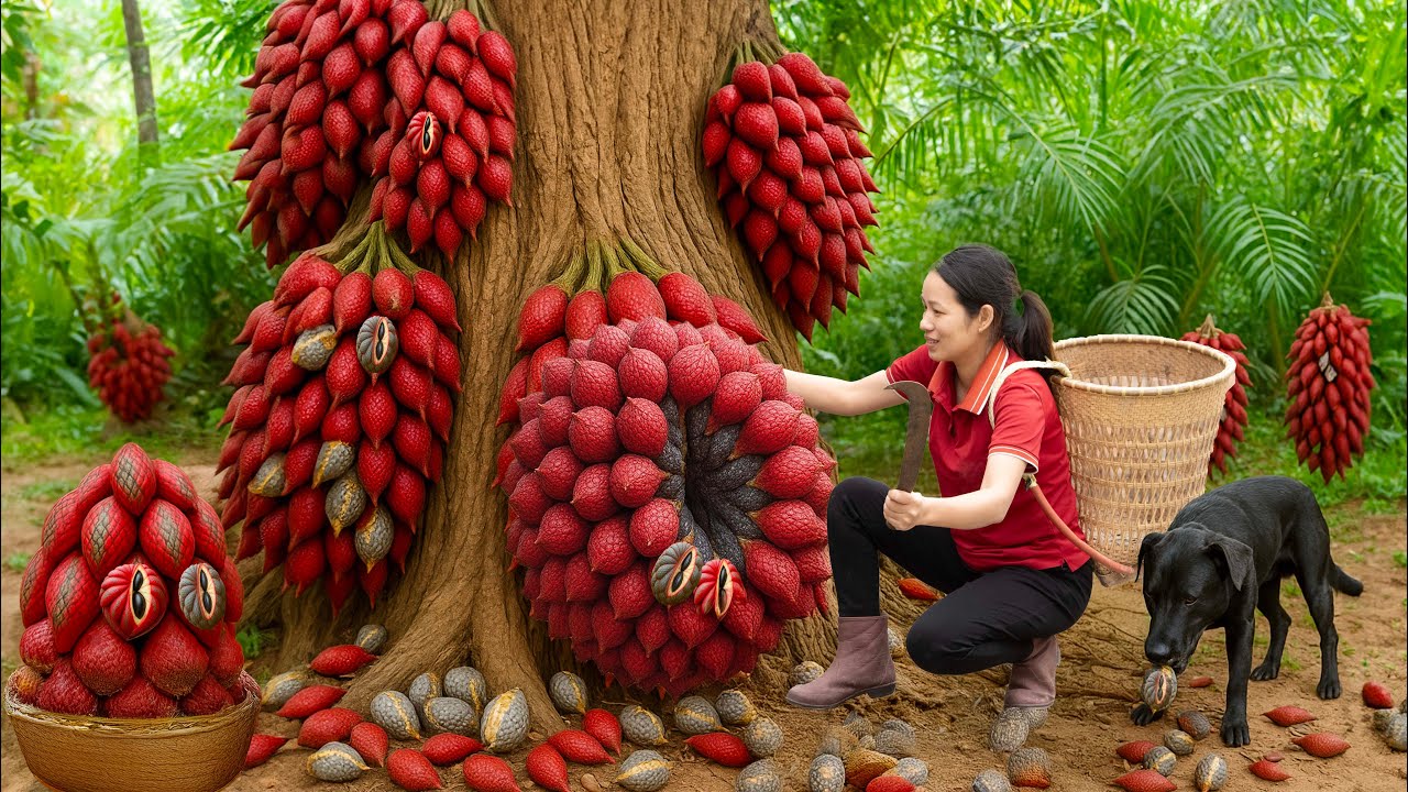 Harvesting Exotic Snake Fruit (Thai Salak) in the Jungle 🌴 | Sweet & Juicy Wild Treat!