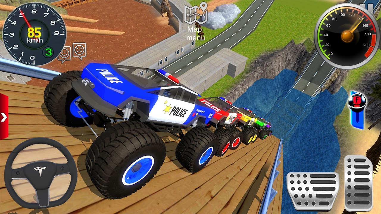 Juegos De Carros - Police Monster Truck Impossible Driver #5 - US Car Stunts Racing Android Gameplay