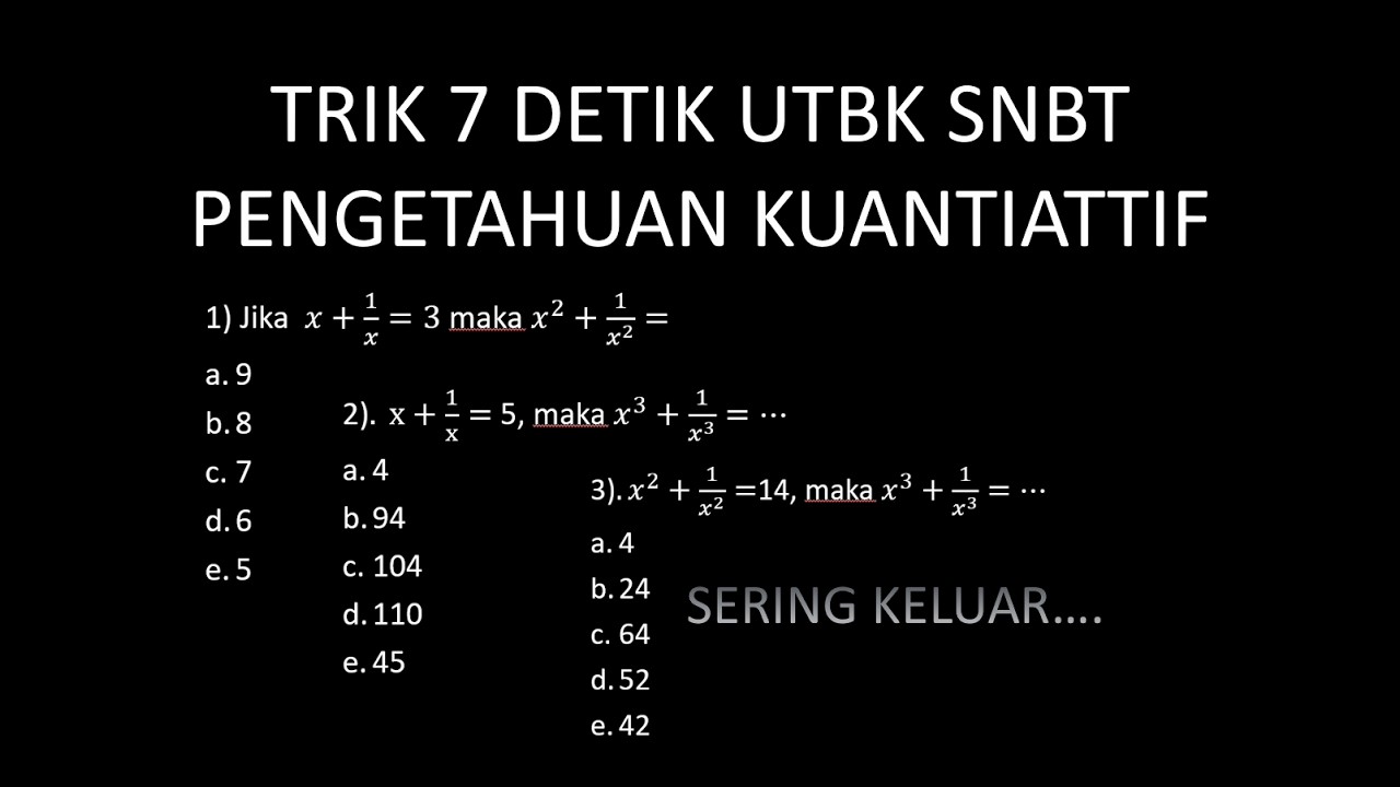 CARA CEPAT PENGETAHUAN KUANTITATIF UTBK SNBT 2026 PASTI KELUAR