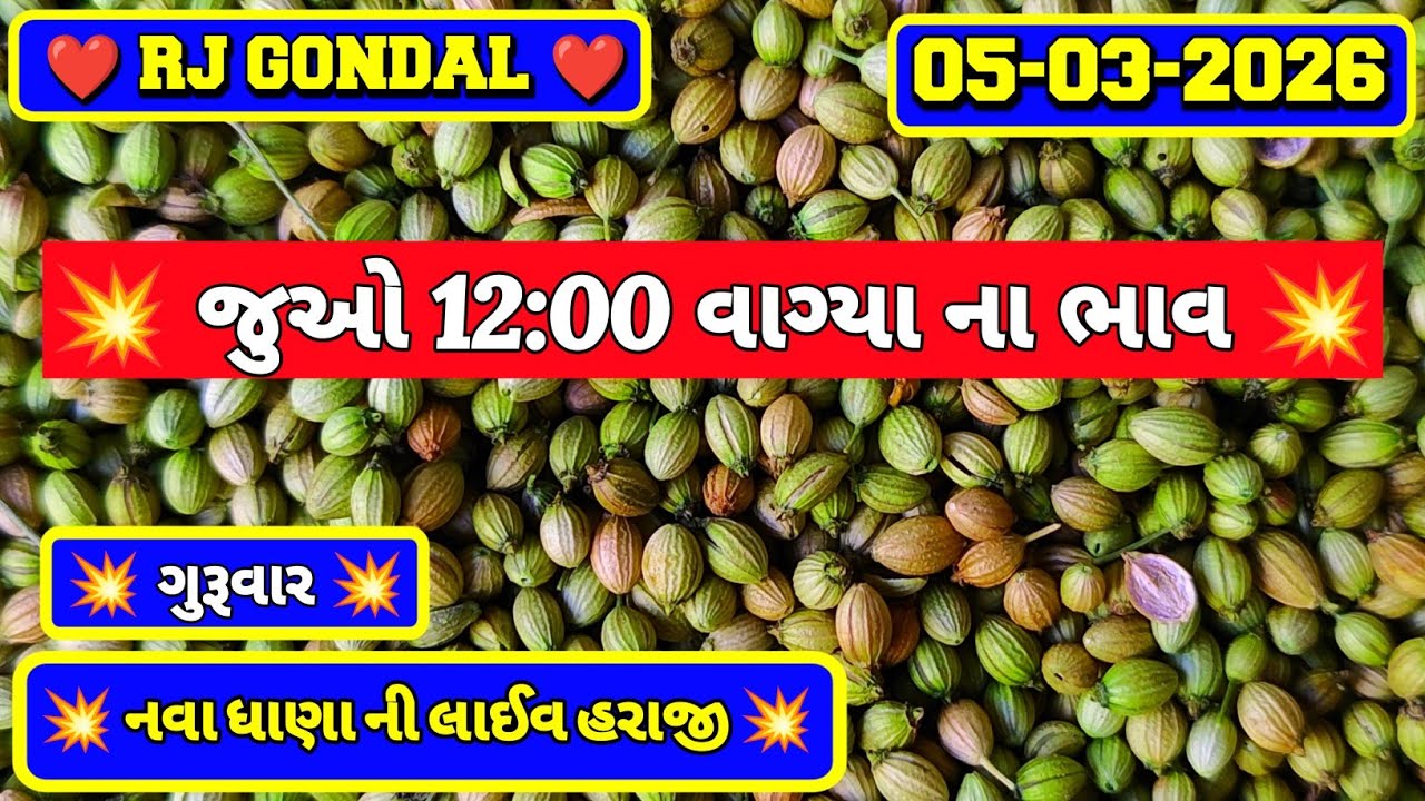 ગોંડલ ધાણા ના બજાર ભાવ | 05-03-2026 | Nava Dhana Na Bhav | ધાણી ના ભાવ | RJ Gondal Market Yard