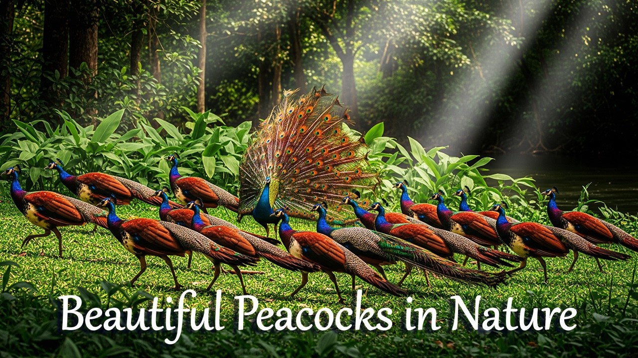 Beautiful Peacocks in Nature | Tail Dance with Calming Sounds | The Peacock