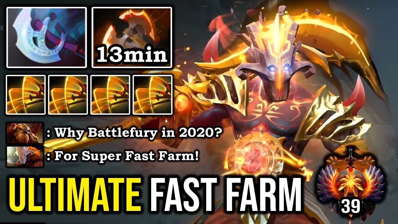 ULTIMATE FAST FARM & JUGLE GUIDE with First Item BATTLEFURY Juggernaut 100% Unkillable 21Min GG DotA