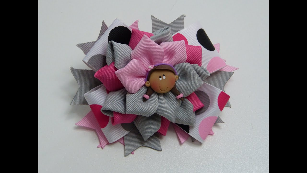 Como Hacer Lazos fáciles de listón/Flores elegantes Gros Tutorial/Diy#531/How To Make A Hair Bow