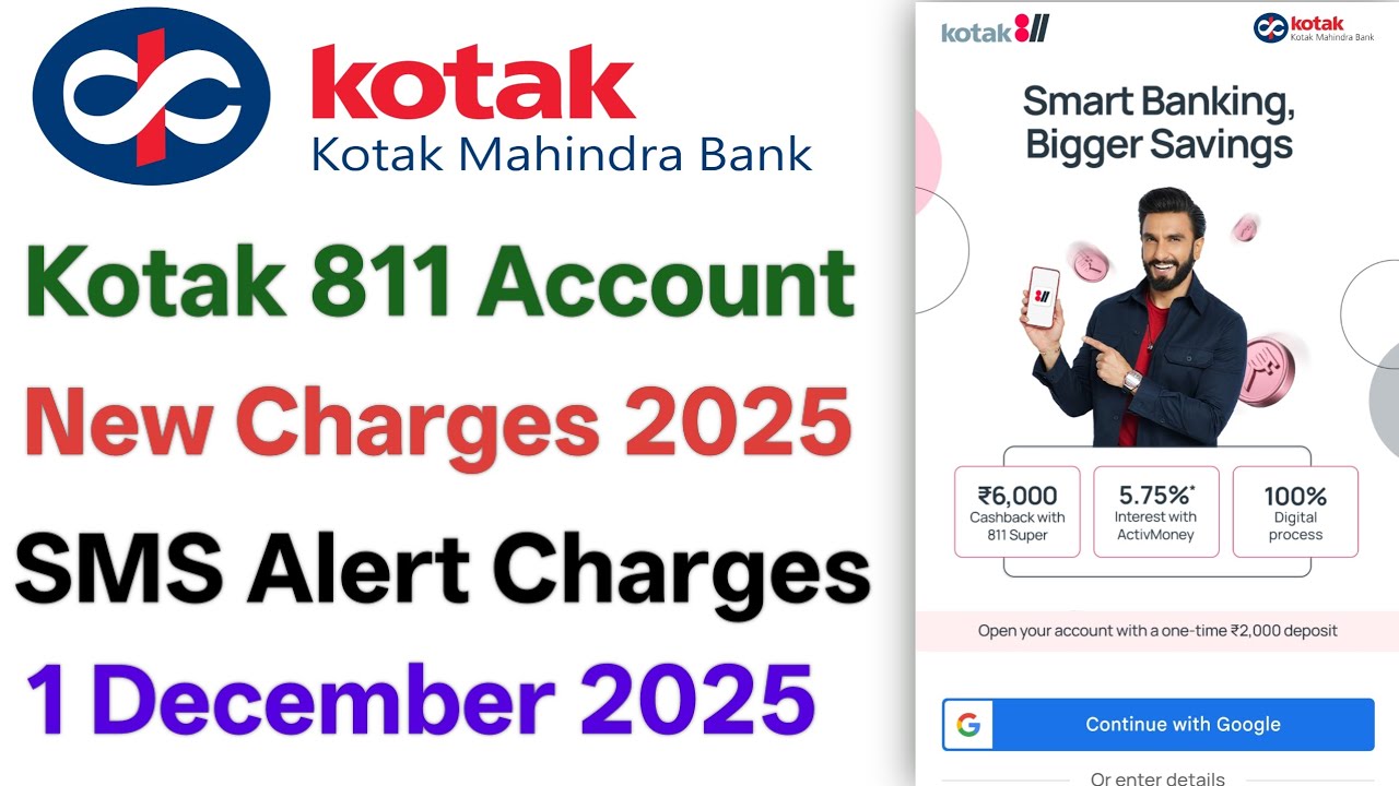 Kotak 811 sms alert charges 2025 | Kotak 811 sms charges | Kotak 811 account charges