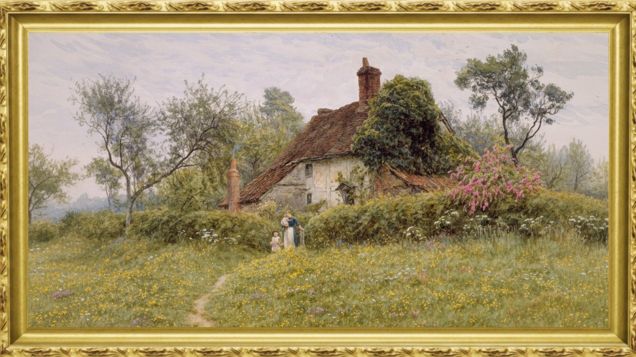 Vintage Countryside Art: 5-Watercolor Painting for Screensaver TV Wallpaper 4K