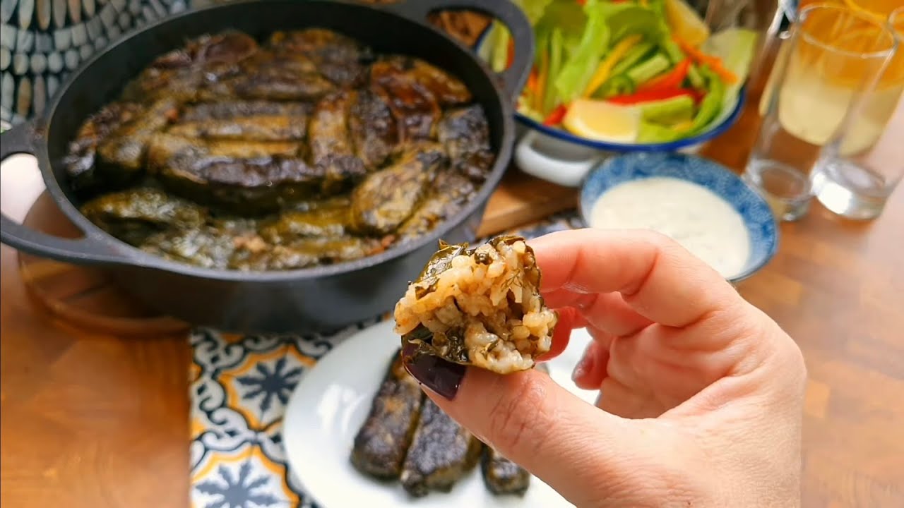 עלי מנגולד ממולאים מקורמלים - Caramelized stuffed  swiss chard