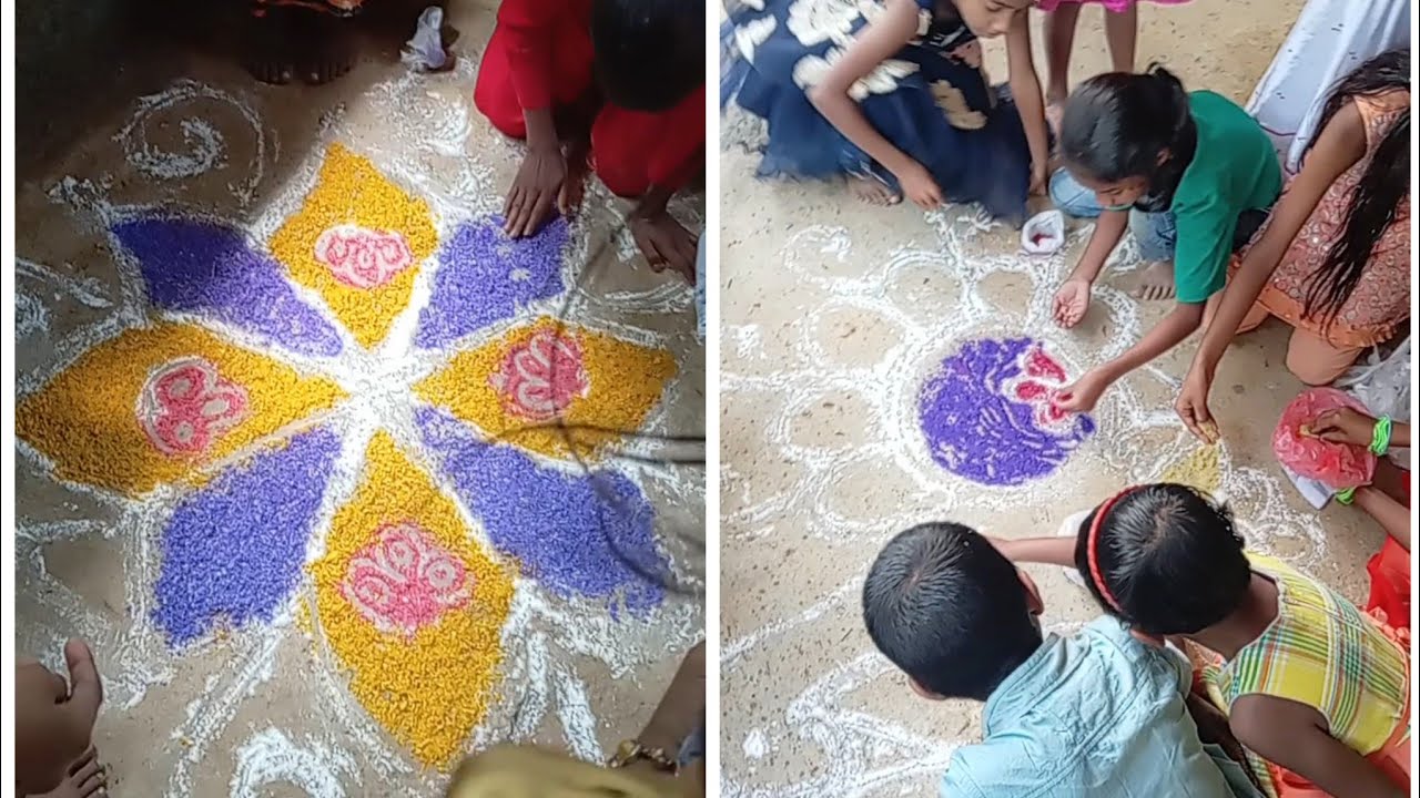 තෛපොංගල් උත්සවය පොංගල් බත් සෑදීම සහ කෝලම් රටා ඇඳීම.