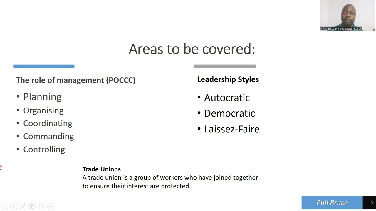 Overview of  Organisation and Management