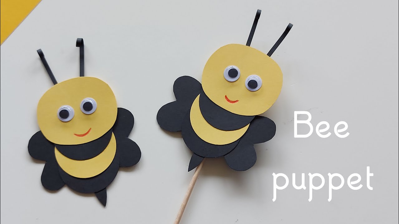 How To Make Easy Bee Puppet For Kids / Easy Paper Crafts / Nursery Craft Ideas / 5 Minute Crafts