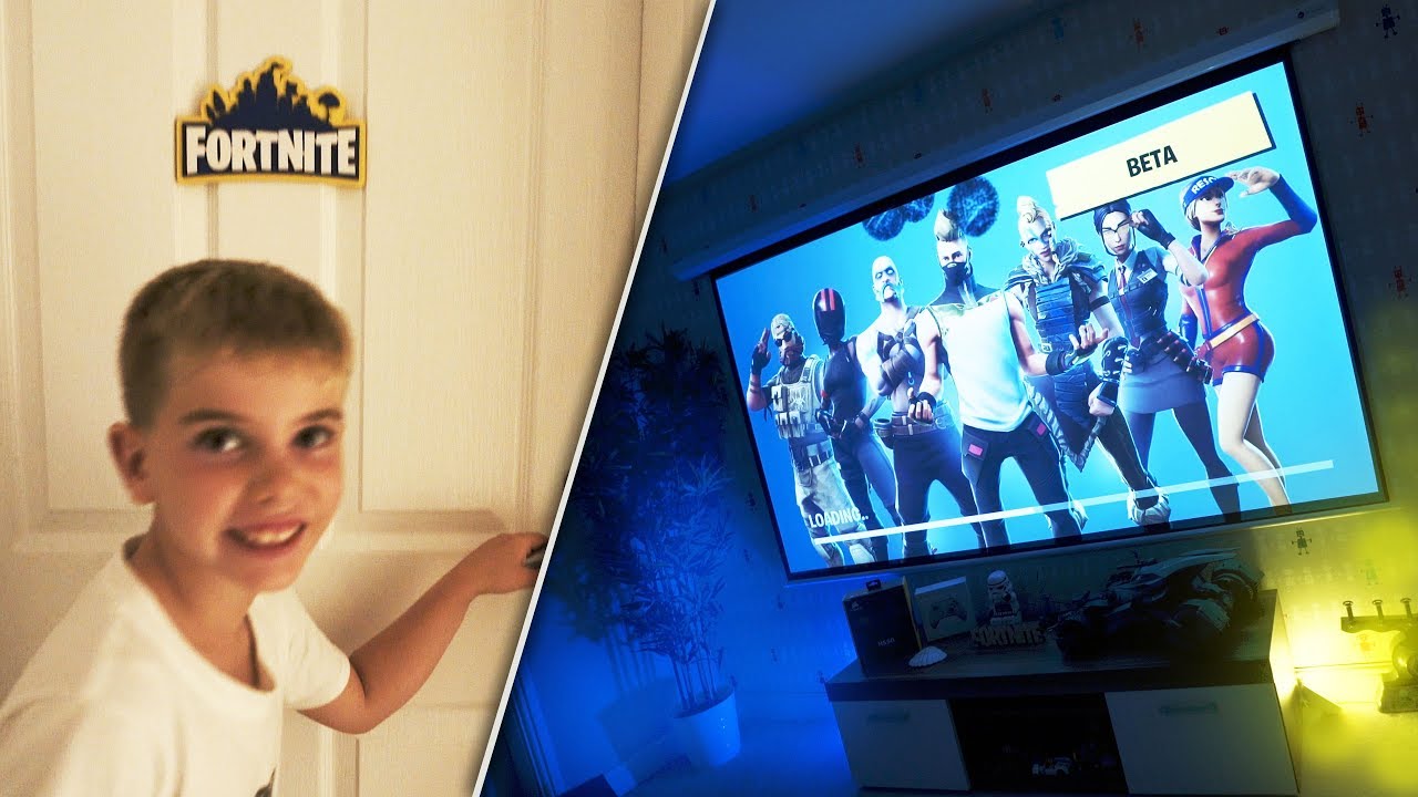 Building my Little Brother a Huge FORTNITE Gaming Den... PART 2!