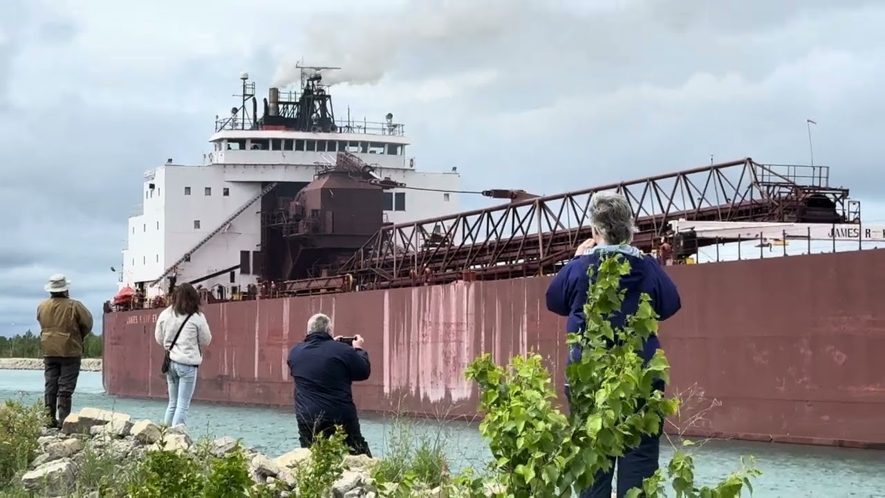 James R Barker downbound at the ROCK CUT with a HUGE Master Salute #BarkerBark!!  - Barbeau, MI