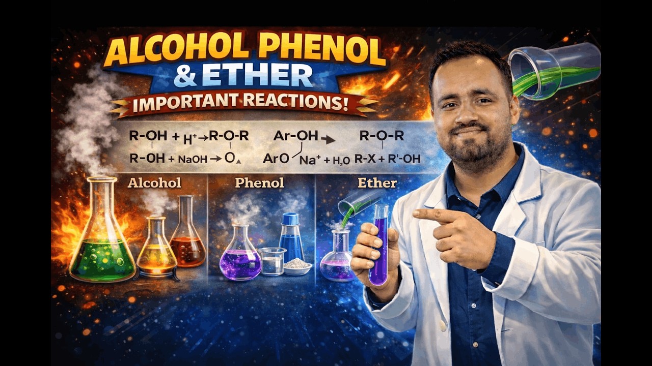 ALCOHOL, PHENOL & ETHER IMPORTANT CHEMICAL REACTIONS | CBSE | ISC | NEET | JEE | Shubham Sir