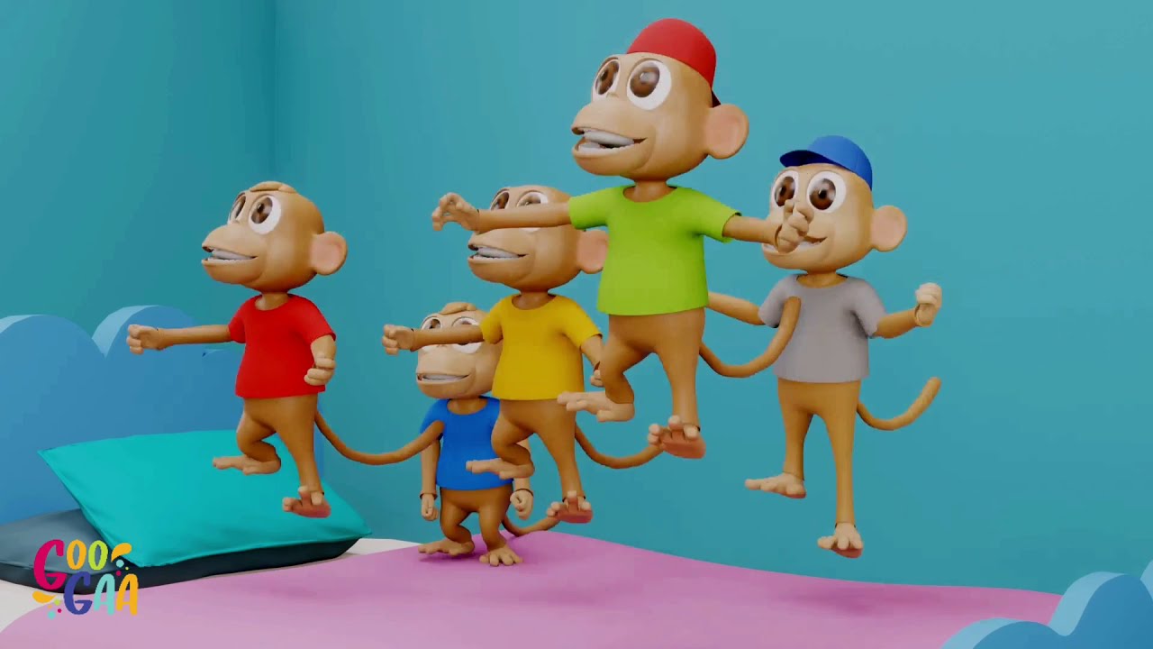 Five Little Monkeys Jumping On The Bed | Nursery Rhymes | Goo Gaa Kids Song For Children