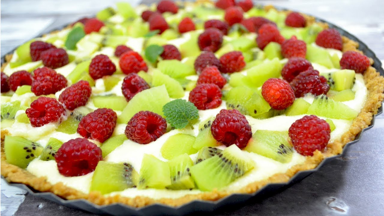 Tarta z budyniem, kiwi i malinami - Jak zrobić - Smakowite Dania