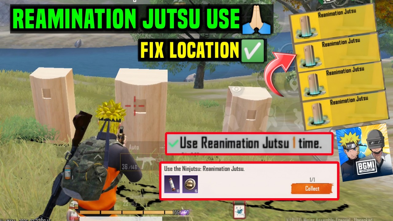 BGMI REANIMATION JUTSU LOCATION / USE REANIMATION JUTSU 1 TIME / USE THE NINJUTSU REANIMATION JUTSU