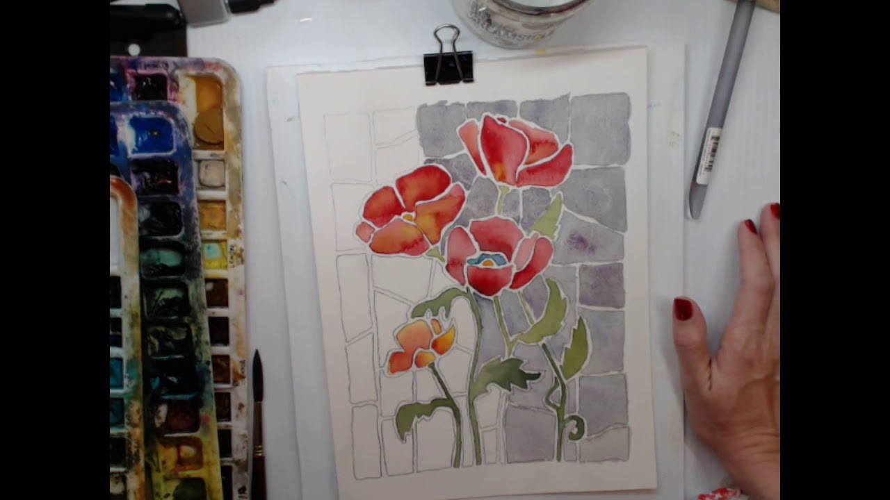 How to Paint Stained Glass Poppies in Watercolour with Angela Fehr